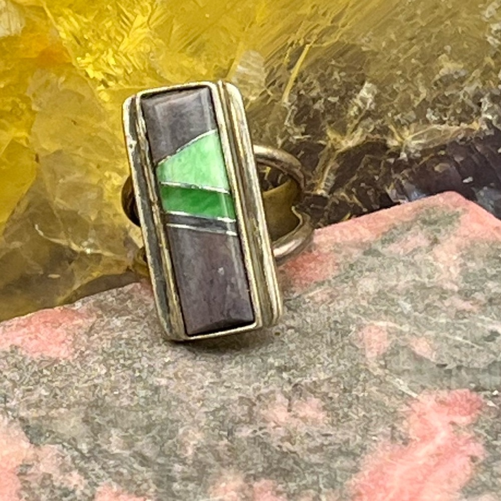 Native American Zuni Inlay Ring Signed By Artist … - image 2